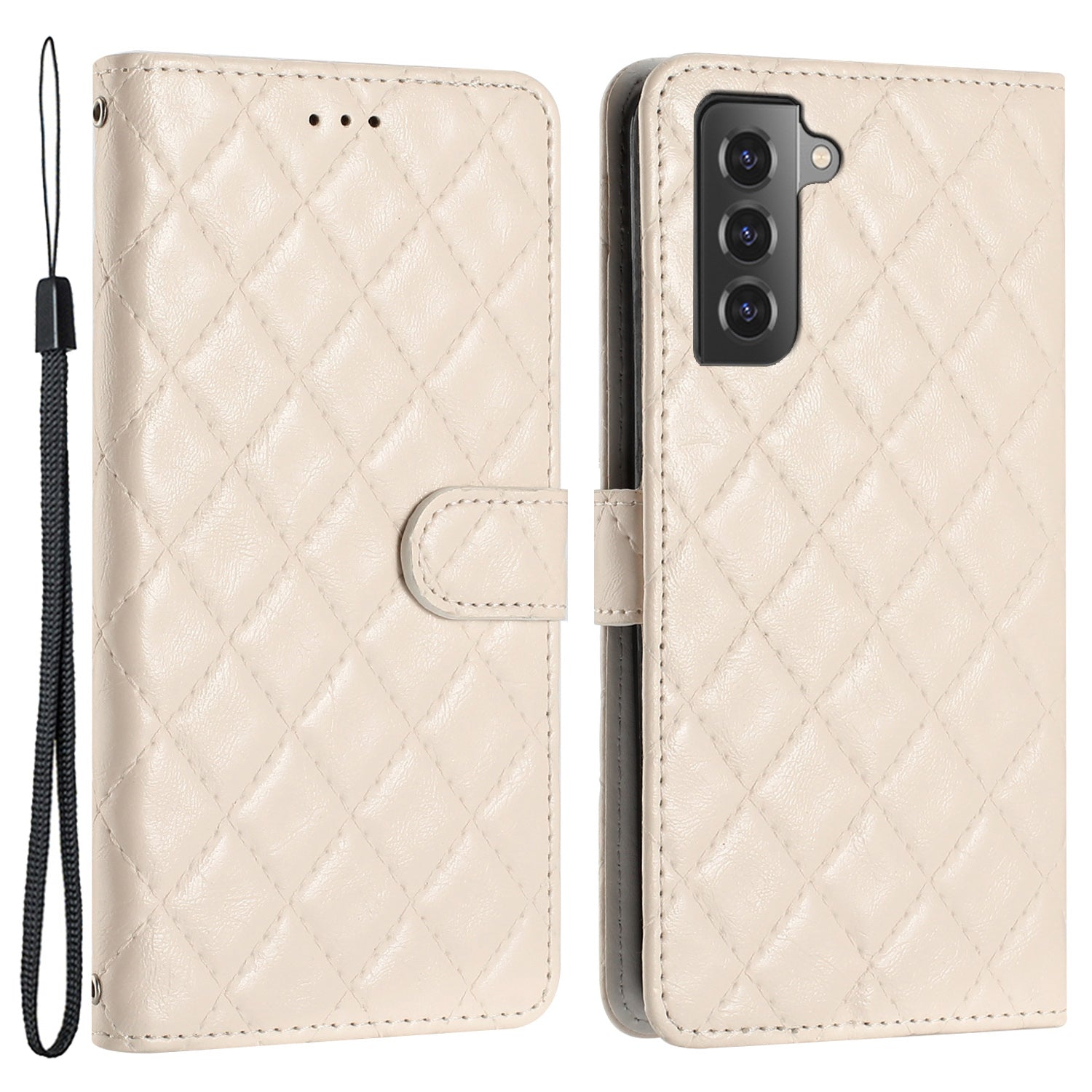 For Samsung Galaxy S22 5G Phone Case Stitching Line Rhombus PU Leather Wallet Stand Phone Cover with Strap For Samsung Galaxy S22 5G Phone Case Stitching Line Rhombus PU Leather Wallet Stand Phone Cover with Strap